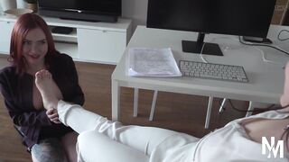 Two Curvy Redhead Chicks Getting Naughty at Work - 8 image