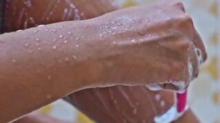 SANKTOR - SHAVED HEAD LESBIAN MASTURBATES IN THE SWIMMING POOL