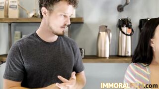 Payton Preslee and her chubby girlfriend break up and try a creampie - 1 image