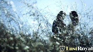 Blake Eden and Scarlet Red finger blast each other's shaved pussies in the woods - 15 image