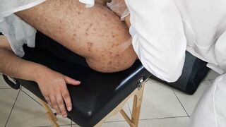 Watch as Gabi and Victor seduce each other with strap-ons and ass play, while patient gets his ass drilled by a lesbian urologist