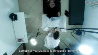 Watch as Gabi and Victor seduce each other with strap-ons and ass play, while patient gets his ass drilled by a lesbian urologist