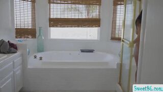 Little Puck & Scarlett Alexis seduce their trainer into licking their wet pussies