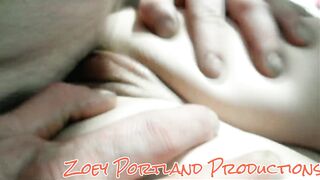 Zoey Portland moans loud while getting her pink pussy filled with cock and toy