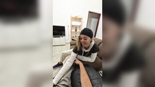 Gabi SweetCoupleStories gets her natural tits rubbed while getting face-fucked by her lesbian neighbor