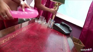 Watch Karen Woods & Romana Ryder seduce each other with fishnets & high heels in risky lesbian sex at Waiting Area of her Teacher