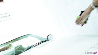 Watch these hot babes in lingerie go wild with dildos in Car Wash Lesbian Group Sex