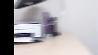 Haitian Beauty & Mid Knite in fishnet stockings & high heels get kinky with each other's big asses and natural tits in office