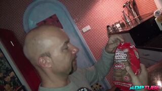 Watch Evita De Luna, Jenny Up Destroy & Conrad Son get their tight assholes destroyed by a strap-on in a hot lesbian threesome