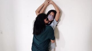 Hotwife Betty69 and her bhabhi share a romantic lingerie-clad shower