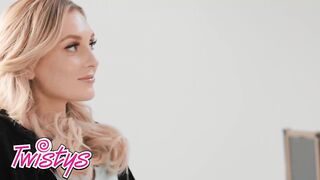 Aidra Fox & Charlotte Sins turn a messy make-up mistake into steamy lesbian fun in the dressing room