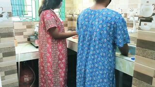 Betty69 & her hotwife take turns riding each other's asses in the kitchen - 1 image