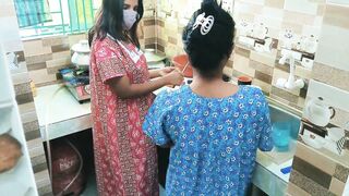 Betty69 & her hotwife take turns riding each other's asses in the kitchen