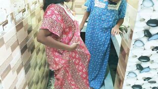 Betty69 & her hotwife take turns riding each other's asses in the kitchen