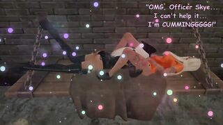 Kinky prison lesbians pee and cunnilly with strap-on in the toilet