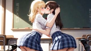 Watch these naughty college girls indulge in pussy play & tit play in the classroom