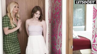 Stepmom Serene Siren and her two lesbian girlfriends go wild in a kinky threesome with Haley Spades & Melody Marks