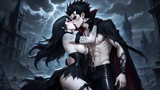 Dark BDSM Hentai Fantasy Ecchi: Part 1: Sexy outfit-clad Goths indulge in BDSM with demon girl - 13 image