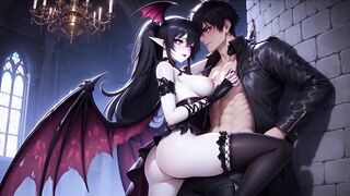 Dark BDSM Hentai Fantasy Ecchi: Part 1: Sexy outfit-clad Goths indulge in BDSM with demon girl - 6 image