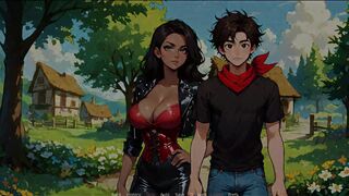 Big-titted Lesbians from Taboo Hentai Game go wild with their huge cocks in the open air - 12 image