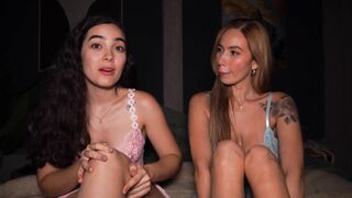 Husband watches as busty blonde friend Pax and Anai Loves scissor and suck his big dick in POV - 4 image