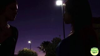 Interracial lesbian sex with Casondra Kryptik & Asia Zo in Vegas - just foreplay for Vegas!