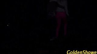 Kinky babe gets drenched in golden pee while fingering and masturbating