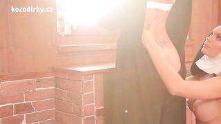 Watch these nuns indulge in some hot lesbian sex with some luscious lesbian babes