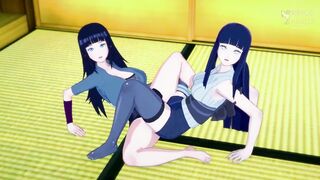 Naruto and Hinata indulge in hot virtual sex with Himawari in Naruto - Hentai