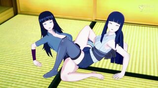 Naruto and Hinata indulge in hot virtual sex with Himawari in Naruto - Hentai
