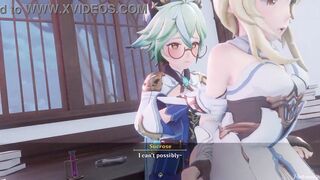 PinkSama and Genshin Impact Sucrose & Lumine in A Night In Mondstadt Part 1 - PinkSama - Animation Hentai