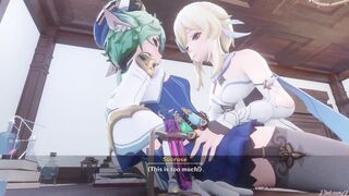 PinkSama and Genshin Impact Sucrose & Lumine in A Night In Mondstadt Part 1 - PinkSama - Animation Hentai