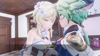 PinkSama and Genshin Impact Sucrose & Lumine in A Night In Mondstadt Part 1 - PinkSama - Animation Hentai