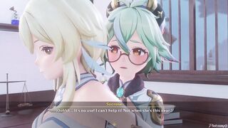 PinkSama and Genshin Impact Sucrose & Lumine in A Night In Mondstadt Part 1 - PinkSama - Animation Hentai