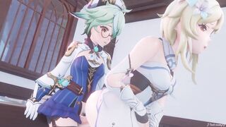 PinkSama and Genshin Impact Sucrose & Lumine in A Night In Mondstadt Part 1 - PinkSama - Animation Hentai