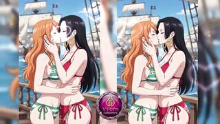 Watch these steamy anime hentai babes kiss and suck each other's huge cocks in 3D!