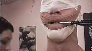 Guy in bondage worships slutty dominant brunette - 9 image