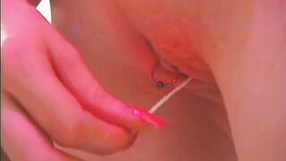 Lusty redhead in leather gear straps down petite babe