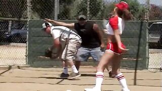 Baseball girls have a wet orgy by the pool - 14 image