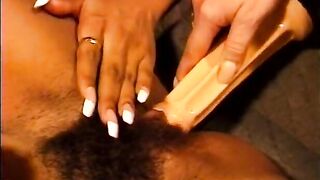 Hot licking and dildoing lesbian action in interracial paty - 4 image