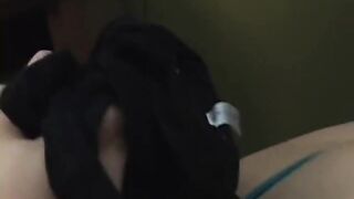 Cute brunette in stockings and heels is pleasured by her pal